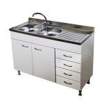 Mobile Cucina Bianco 120 cm con Lavello Inox 2 Vasche