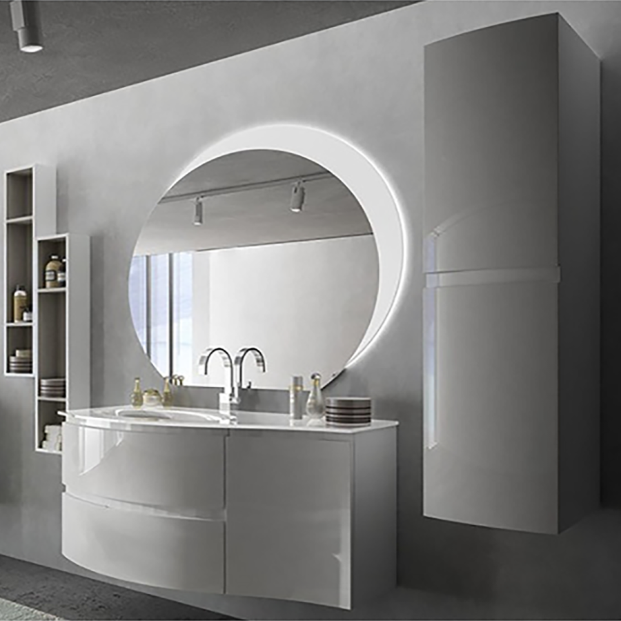 Vague | Mobile bagno sospeso Vague bianco cm 104 lavabo vetro