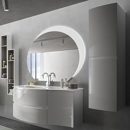 Vague | Mobile bagno sospeso Vague bianco cm 104 lavabo vetro