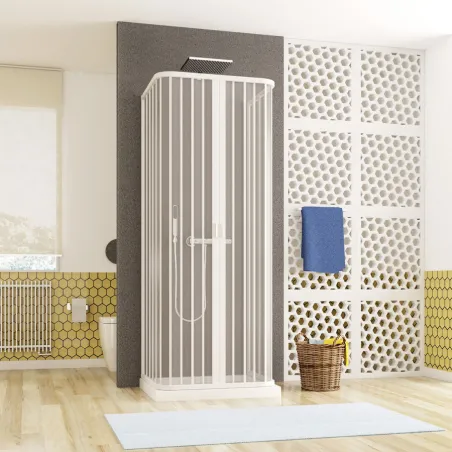 Box Doccia 3 Lati 80x80x80 Soffietto Acrilico Riducibile