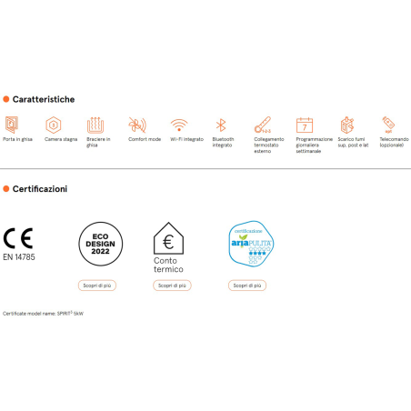 Stufa a Pellet Spirit 5 kW Cadel con Wi-Fi Integrato