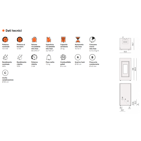 Stufa a Pellet Prince Plus 11 New 11 kW Cadel