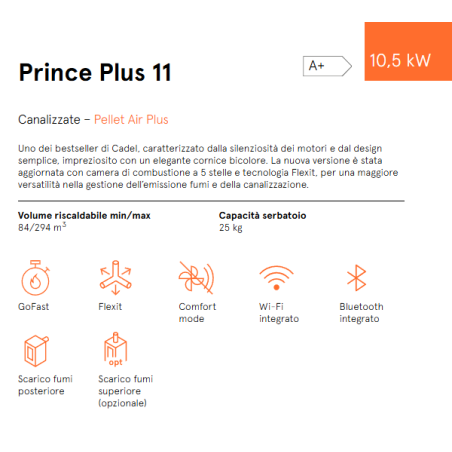 Stufa a Pellet Prince Plus 11 New 11 kW Cadel