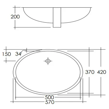 Lavabo Sottopiano Ideal Standard Azzurro Sussurrato 57x42