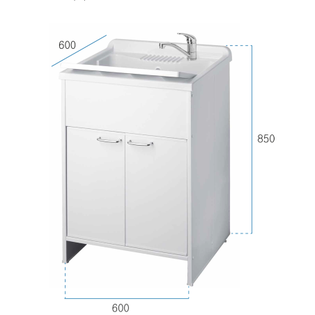 Lavatoio 60x60 2 Ante In PVC Per Esterno E Interno