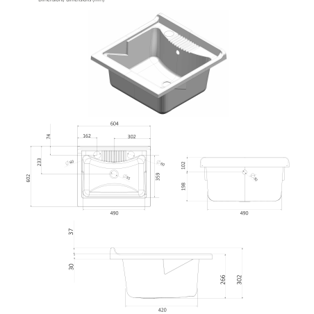 Lavatoio 60x60 2 Ante In PVC Per Esterno E Interno