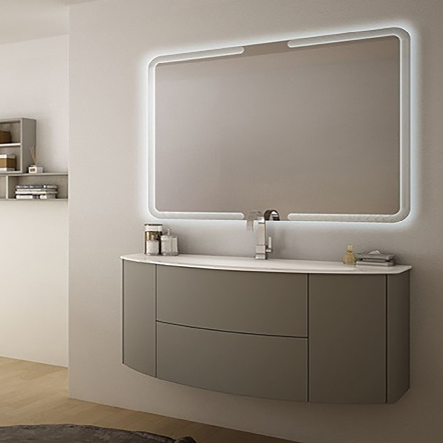 Eden | Mobile bagno 90 cm grigio con lavabo e specchio