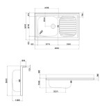 Mobile Cucina Bianco 80 cm con Lavello Inox 1 Vasca a Sinistra
