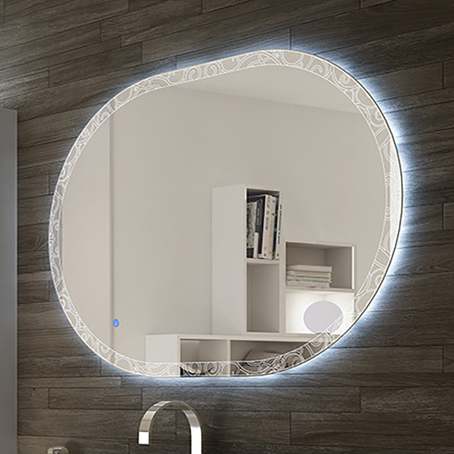 Specchio LED Ovale Reversibile 100x75 cm con Accensione Touch