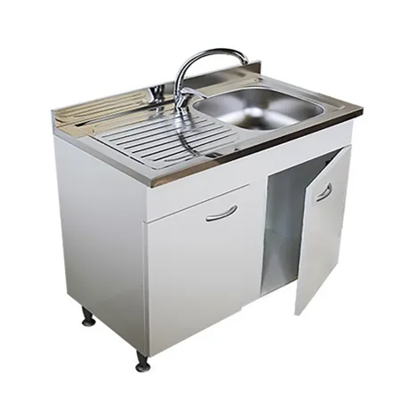 Mobile Sottolavello Bianco 100 cm con Lavello Inox Vasca DX