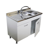 Mobile Sottolavello Bianco 100 cm con Lavello Inox Vasca DX
