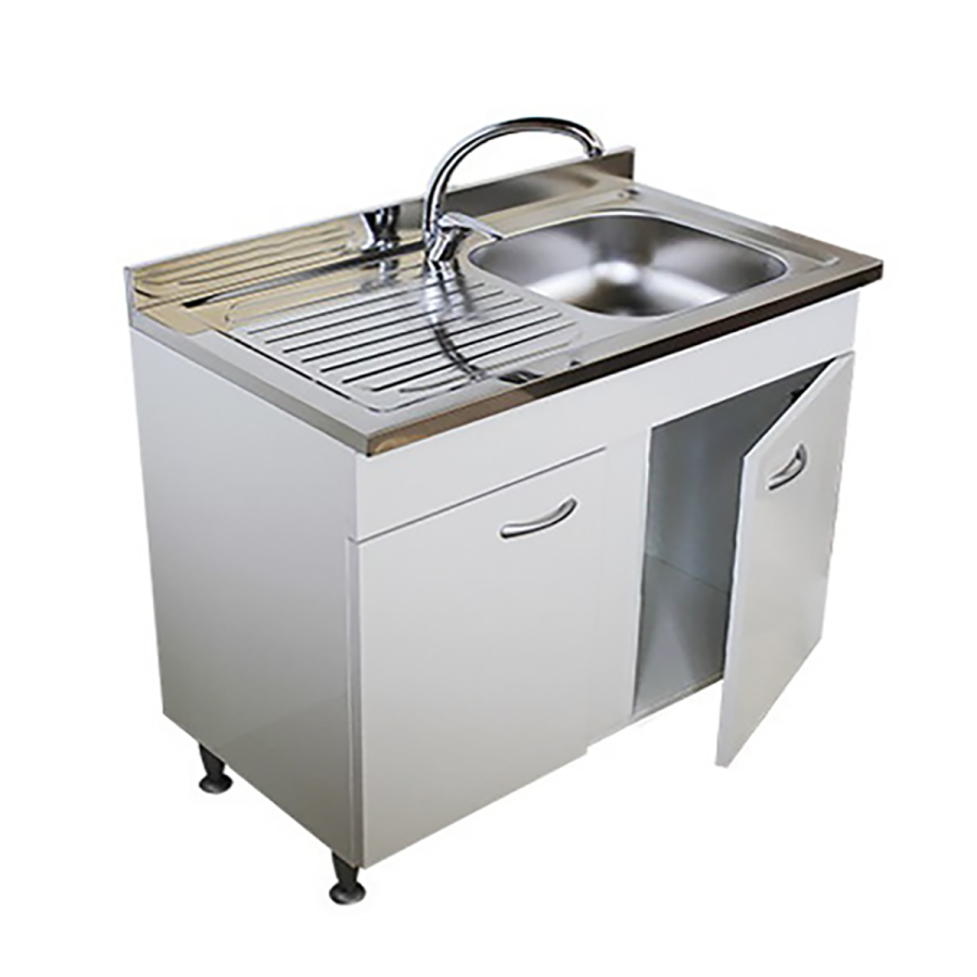Mobile Sottolavello 100 Cm Con Lavello Inox E Miscelatore