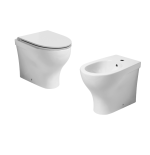 Sanitari Vaso + Bidet + Copriwater Pratica Azzurra Bianco Lucido