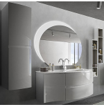 Mobile Bagno Sospeso Vague Bianco 104 cm con Lavabo in Vetro