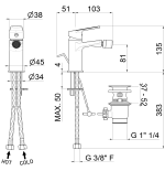 Miscelatore bidet Vema Aril cromo con scarico Cod. V33070.B0.010