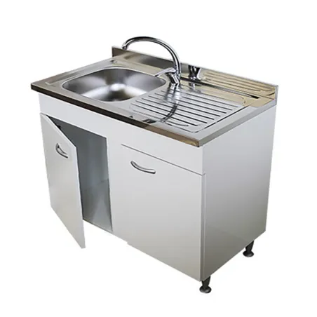 Mobile Sottolavello Bianco 2 Ante Con Lavello Inox cm 100 vasca a sx