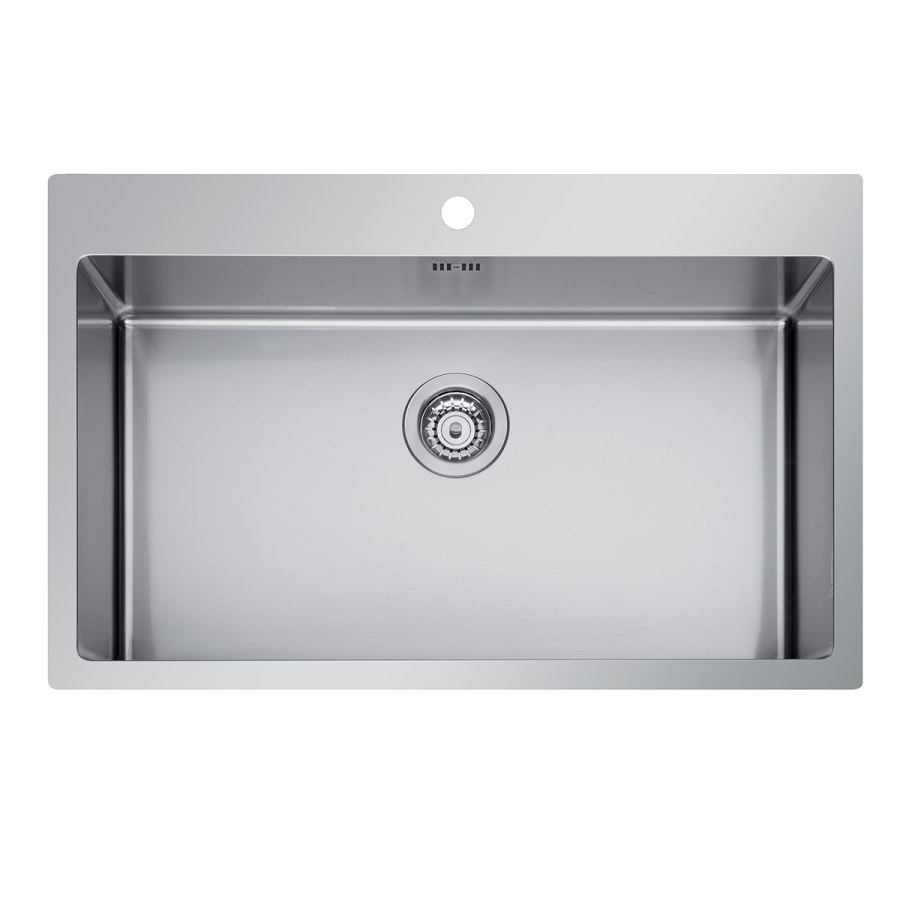 Lavello Cucina Monovasca 76 x 51 cm Inox AISI 304 con Doppia Installazione