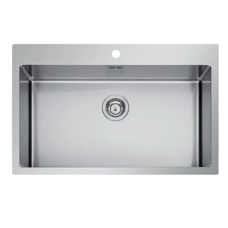 Lavello Cucina Monovasca 76 x 51 cm Inox AISI 304 con Doppia Installazione