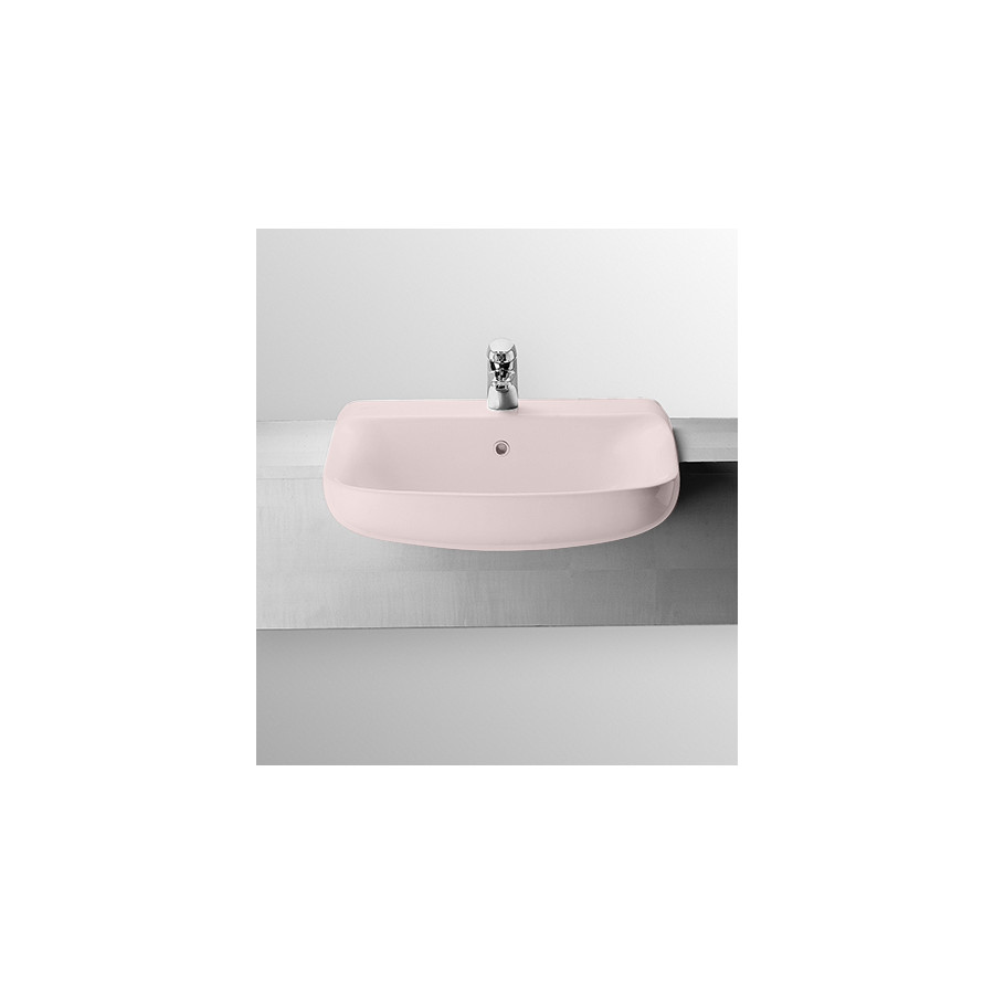 Lavabo lavandino semincasso in ceramica, design moderno, Conca Ideal Standard, per l' arredo bagno, colore rosa
