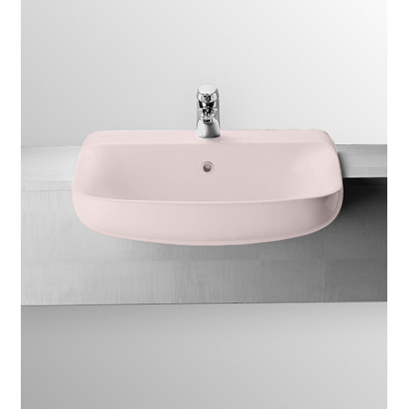 Lavabo lavandino semincasso in ceramica, design moderno, Conca Ideal Standard, per l' arredo bagno, colore rosa