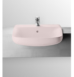 Lavabo lavandino semincasso in ceramica, design moderno, Conca Ideal Standard, per l' arredo bagno, colore rosa