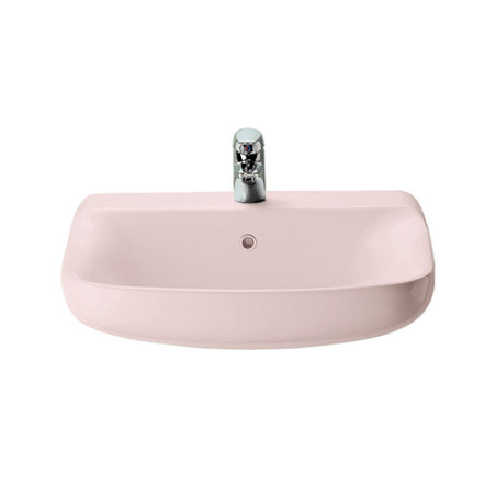 Lavabo lavandino semincasso in ceramica, design moderno, Conca Ideal Standard, per l' arredo bagno, colore rosa