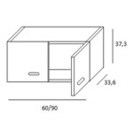 Pensile cucina 90 cm con cappa 2 ante
