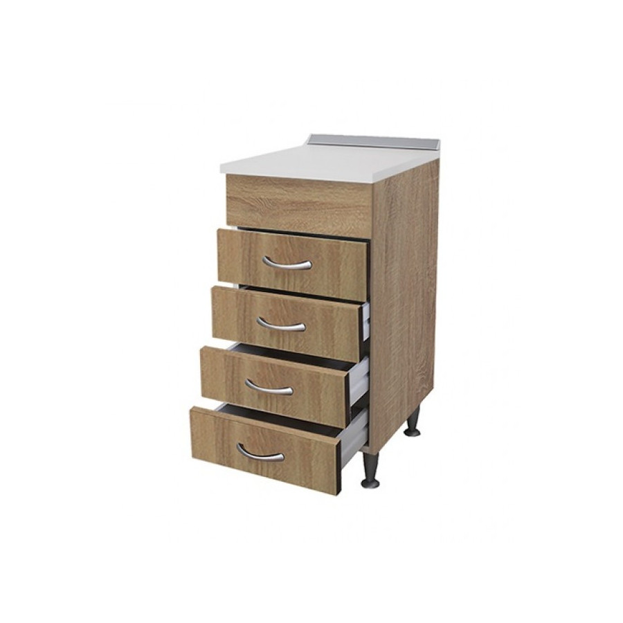 Mobile Cucina Componibile 40 Cm 4 Cassetti Rovere Top Sabbia