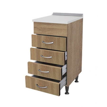 Mobile Cucina Componibile 40 Cm 4 Cassetti Rovere Top Sabbia