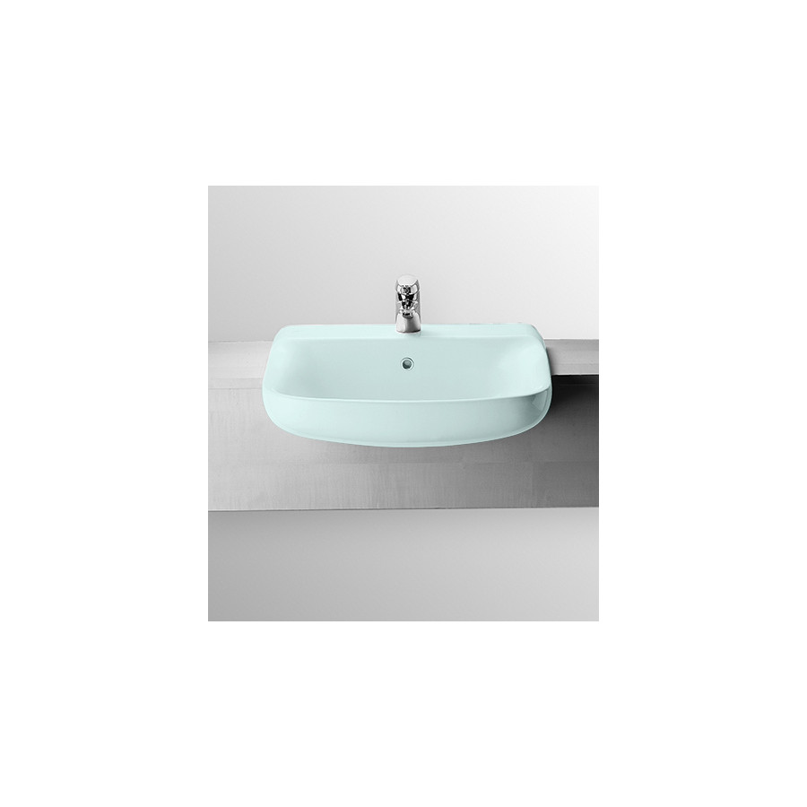 Lavabo lavandino semincasso in ceramica, design moderno, Conca Ideal Standard, per l' arredo bagno, colore turchese