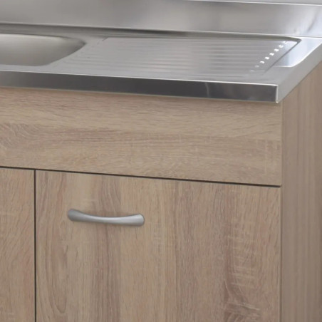 Sottolavello Rovere 3 Ante Cm.120 Con Lavello Inox 2 Vasche a Destra