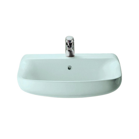 Lavabo lavandino semincasso in ceramica, design moderno, Conca Ideal Standard, per l' arredo bagno, colore turchese