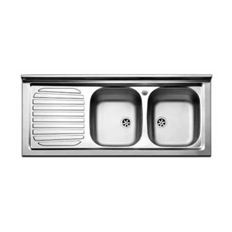Lavello cucina appoggio acciaio Inox cm 120 vasche a destra