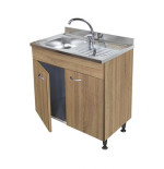 Sottolavello Rovere 80 cm con Lavello Inox 1 Vasca e Colapiatti