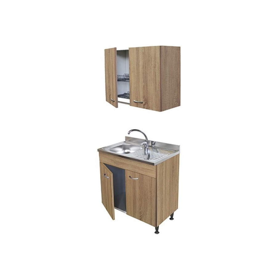 Sottolavello Rovere 80 cm con Lavello 1 Vasca a Sinistra e Colapiatti
