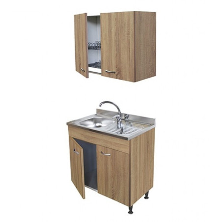 Sottolavello Rovere 80 cm con Lavello 1 Vasca a Sinistra e Colapiatti