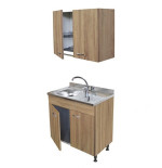 Sottolavello Rovere 80 cm con Lavello 1 Vasca a Sinistra e Colapiatti