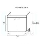 Mobile Cucina Completo Rovere 80 cm con Lavello Inox
