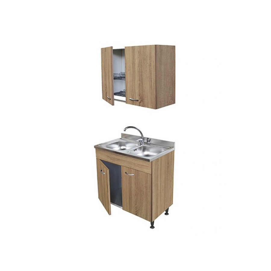 Mobile Cucina Completo Rovere 80 cm con Lavello Inox