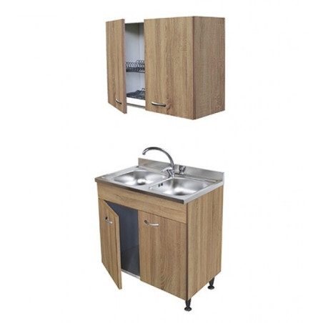Mobile Cucina Completo Rovere 80 cm con Lavello Inox