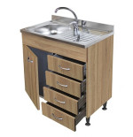 Sottolavello Rovere 80 cm con Cassetti, Lavello Inox e Colapiatti