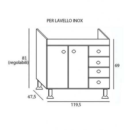Mobile Cucina Rovere 120 Cm Con Lavello E Pensili