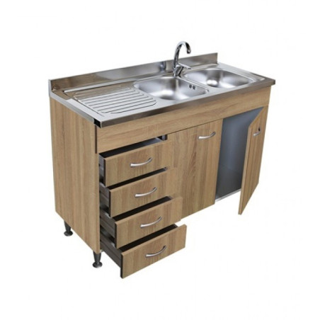 Mobile Cucina Rovere Well 120 cm Con Lavello e Pensili