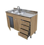 Sottolavello Rovere 120 Cm 2 Ante 4 Cassetti Con Lavello Inox