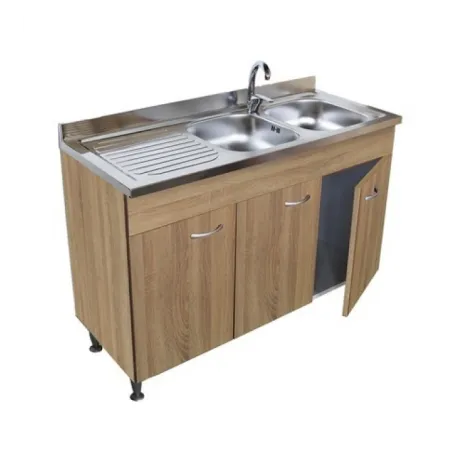 Sottolavello Rovere 3 Ante Cm.120 Con Lavello Inox 2 Vasche