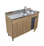 Sottolavello Rovere 3 Ante Cm.120 Con Lavello Inox 2 Vasche