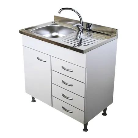 Mobile cucina bianco cm 80 anta + cassetti con lavello inox