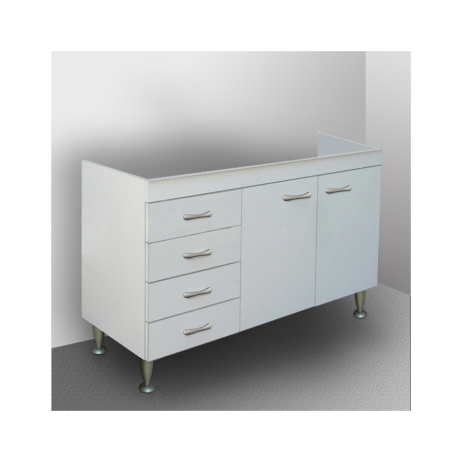Mobile Cucina Bianco 2 Ante con 4 Cassetti a Sinistra - Senza Lavello