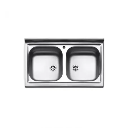 Mobile Cucina Bianco 80 cm con Lavello Inox 2 Vasche