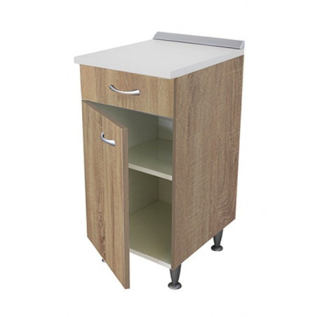 Base cucina 40 cm Rovere con anta, cassetto e top in legno